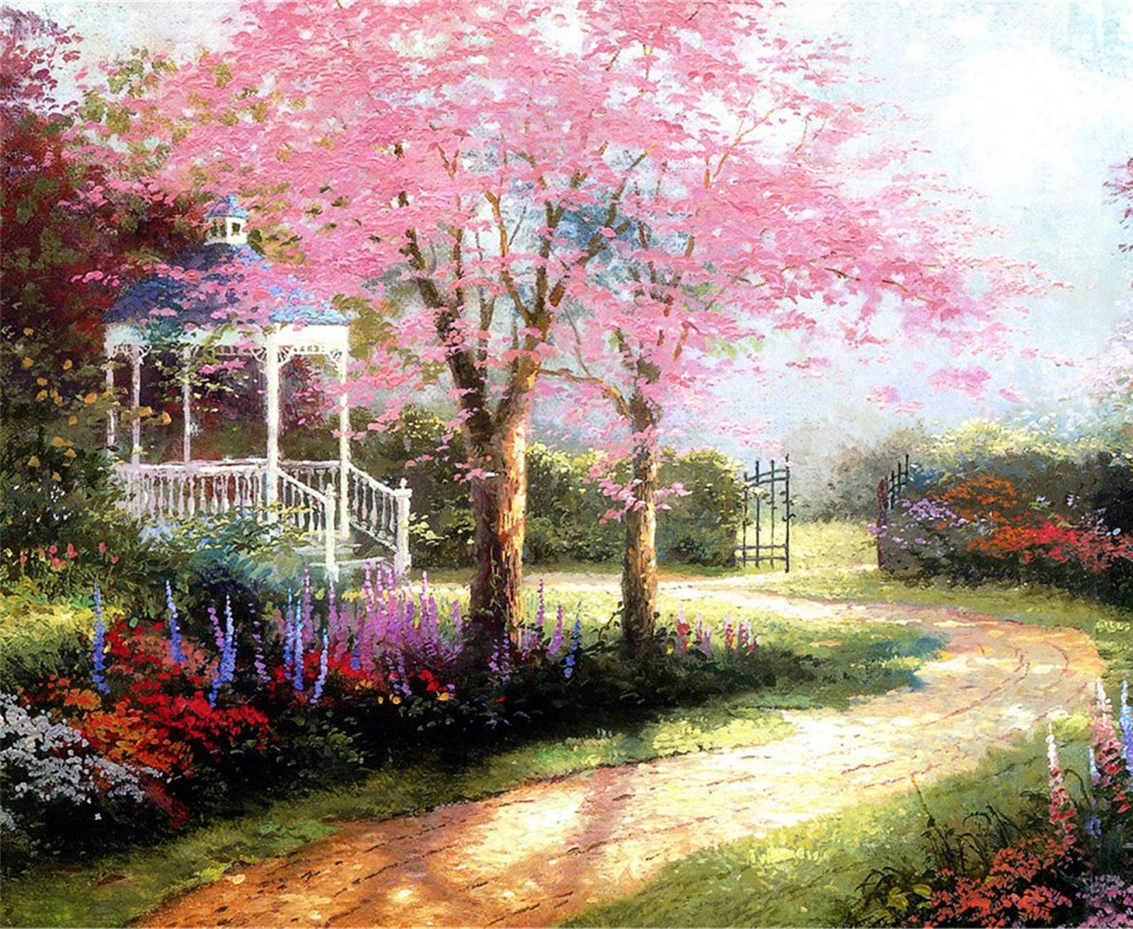 YEESAM ART Pittura Ad Olio Con Numeri Fai Da Te - Fiori Rosa, Tela 40x50 Cm, Kit Completo Con Pennelli E Colori Acrilici - Per Adulti E Bambini