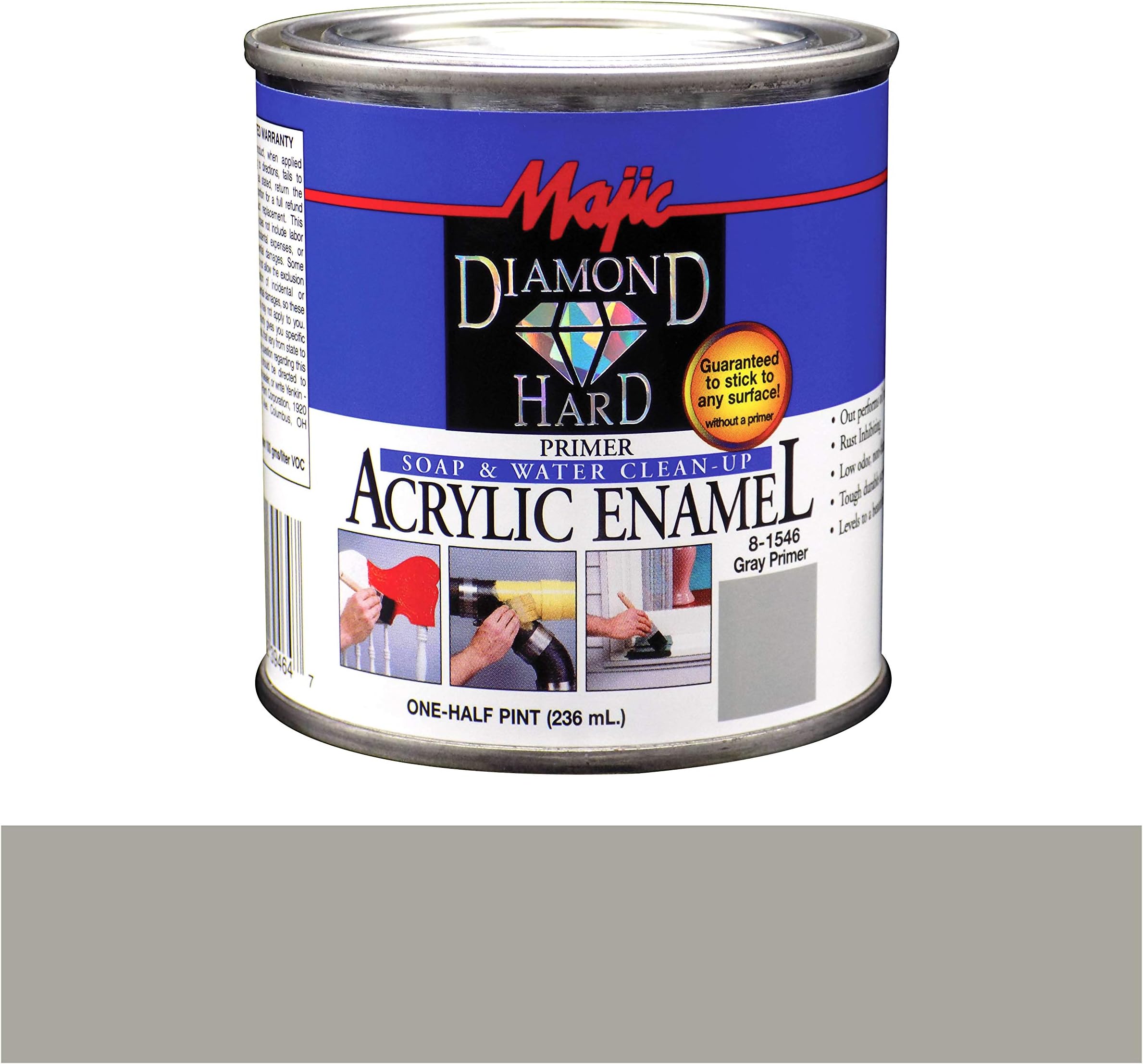 Majic Paints 8-1546-4 Diamond Hard Acrylic Enamel High Gloss Paint, Half Pint/8-Ounce, Gray Primer