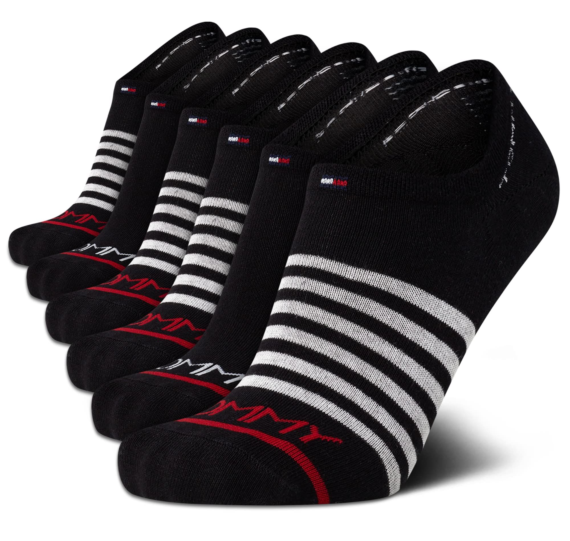 Tommy Hilfiger Mens No Show Socks - 6 Pack Cotton Blend Stretch Soft Cushioned Casual Athletic Sports Liners Low Cut Socks