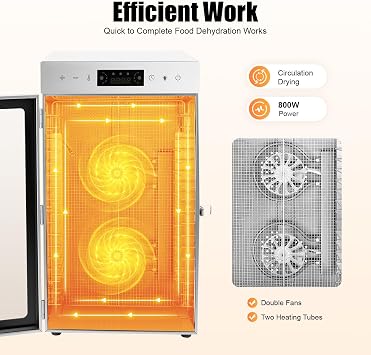 Commerical Dehydrator, 800W 18 Trays Large Dehydrator for Food Jerky Fruit & Meat, 24H Timer & 195F Temperature Control