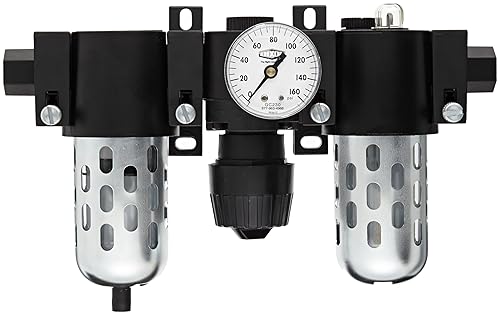 Miniatura 2 de Dixon C16-04M Unidad combinada compacta Wilkerson de drenaje manual con cuenco y protector transparente, tamaño de 1/2 pulgada, flujo de 64 SCFM,