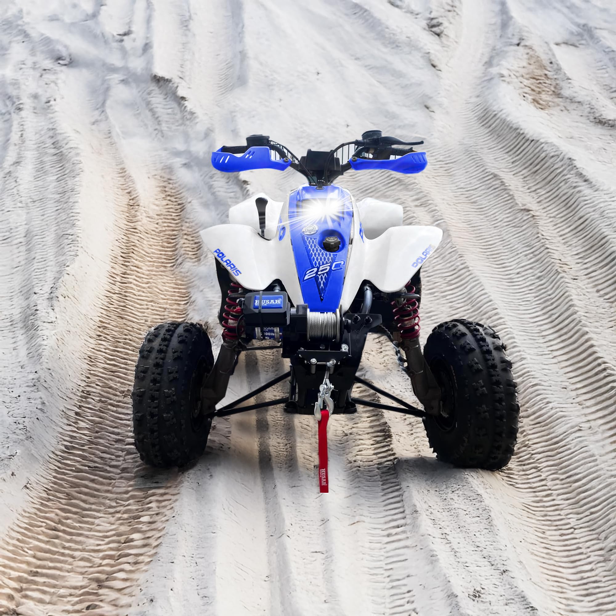 Cabrestante Eléctrico De 12V 2000 lbs | 907 kg - Cuerda de Acero De 15 Metros de Largo Muy Resistente, Control Con Cable, Freno Automático, Kit de montaje - Ideal Para Quads y ATV/UTV