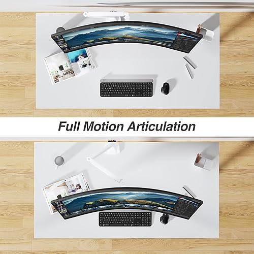 Miniatura 5 de AVLT Soporte de escritorio con brazo para monitor de 17 a 45 pulgadas, resorte mecánico de alta calidad, para monitor plano, curvoultraancho, altura