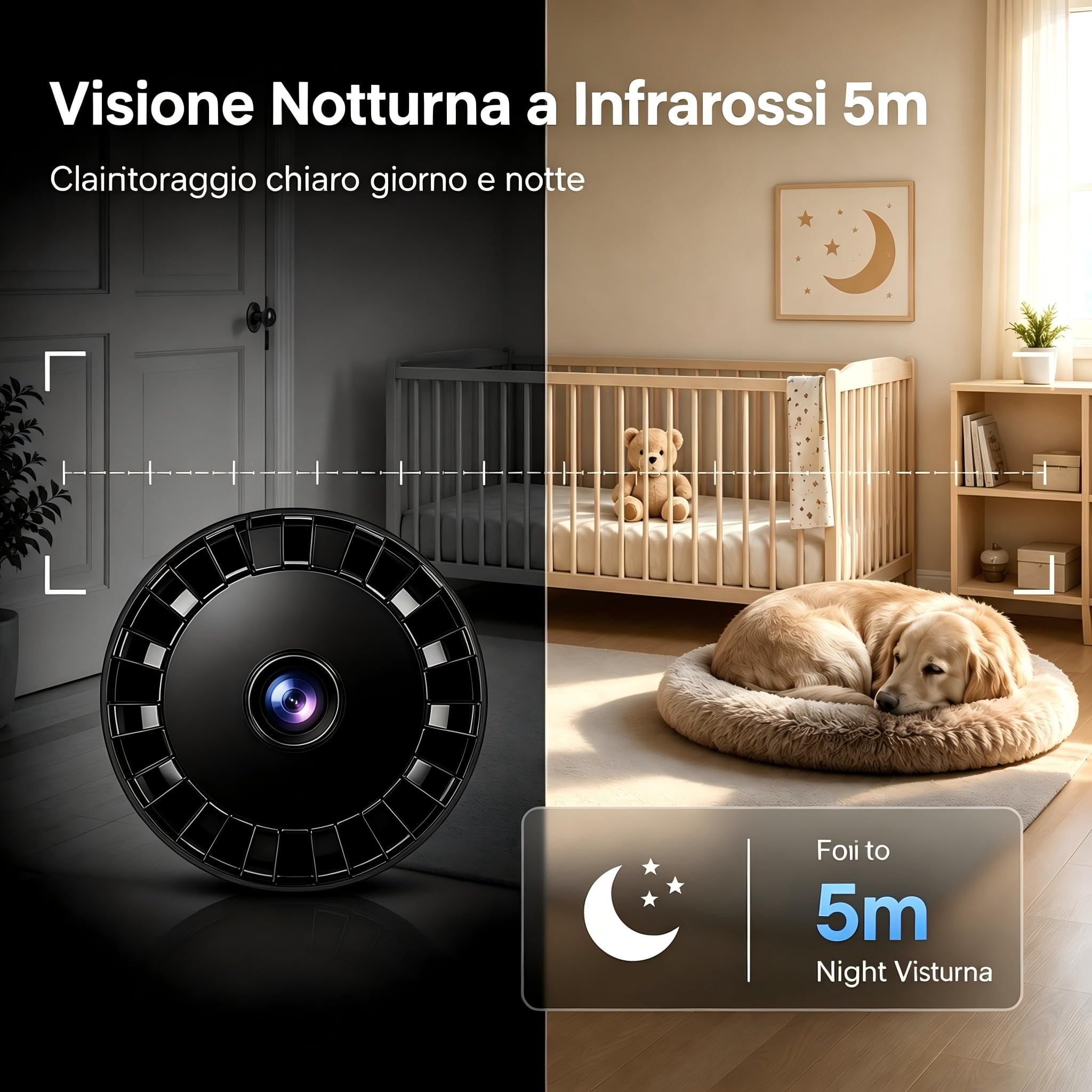 Mini Telecamera Spia WiFi Interno/Esterno, Videocamera Sorveglianza 1080P, Visione Notturna, Rilevamento di Movimento, Controllo Remoto Con App per Casa/Bambini A/Y (Black, Mini 4 PCS)