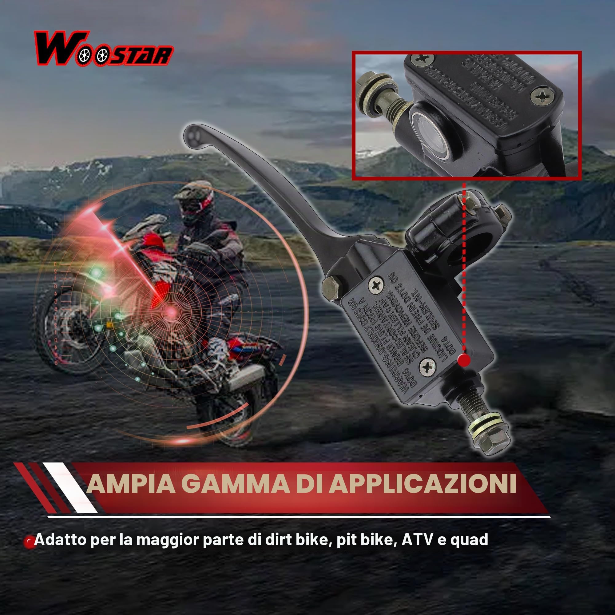 WOOSTAR Manubrio 22mm Leva Freno Giusto Moto Sostituzione per 50cc 70cc 90cc 110cc 125cc 150cc 200cc 250cc GY6 Taotao Roketa Ciclomotore Scooter Dirt Pit Bike