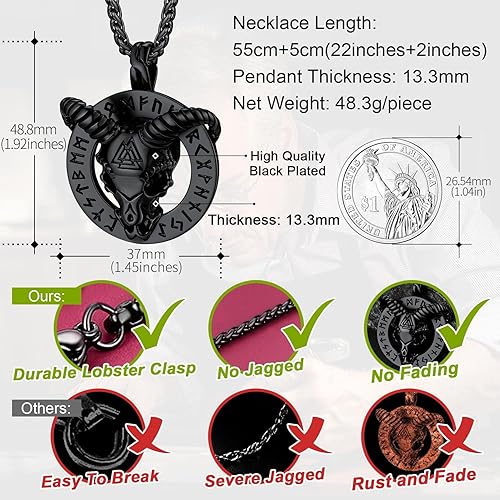 Vista 6 de FaithHeart Leviathan Satanic Brimstone Cross Necklace, Gold Plated Stainless Steel Satan Church Jewelry, Alchemical Symbol for Brimstone Pendant