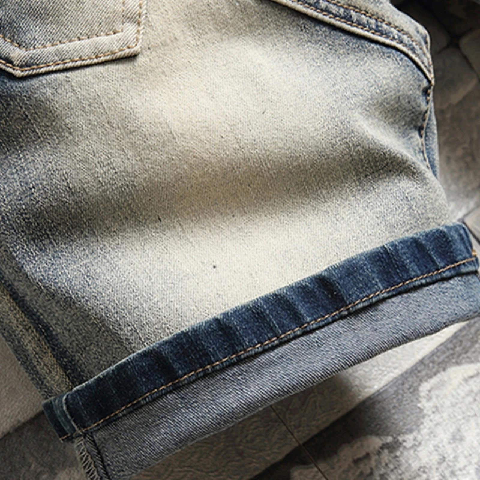 Shorts Kurze Hose Herren-Jeansshorts Retro-Nähte Elastische Mittlere Hosen Freizeithosen