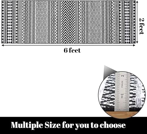 Miniatura 2 de Alfombra lavable de 2 x 10 pies, estilo vintage, bohemio, geométrico, para pasillo, alfombra marroquí envejecida, alfombra de pasillo de pelo bajo,