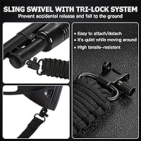 Vista 2 de Eslinga de rifle de 2 puntos, eslinga de paracord 550 para rifle con giratorios de triple bloqueo y correa de longitud ajustable rápida para tiro