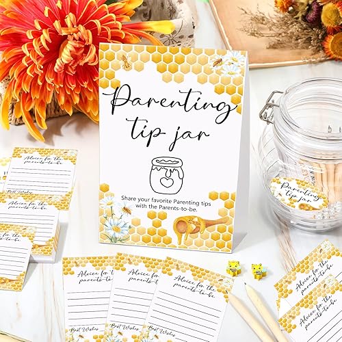 Miniatura 5 de Roowest Tarjetas de consejos de baby shower para los nuevos padres que lo serán - Juego de jarra de consejos para nuevos padres 60 tarjetas de