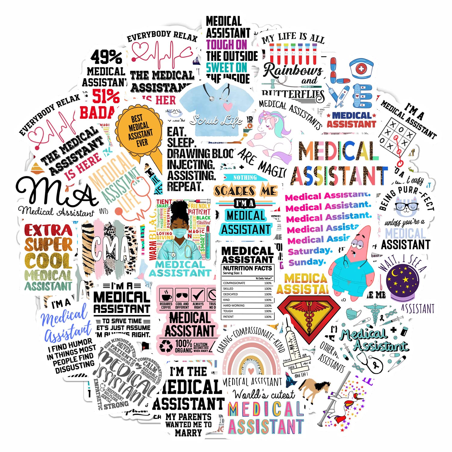 100 Pcs Medical Assistant Decals, Small Medical Assistant Stickers for Laptop, Medical Assistant Gifts Bulk for Men and Women, Gifts for Medical Assistants, Medical Assistant Items, Accessories…