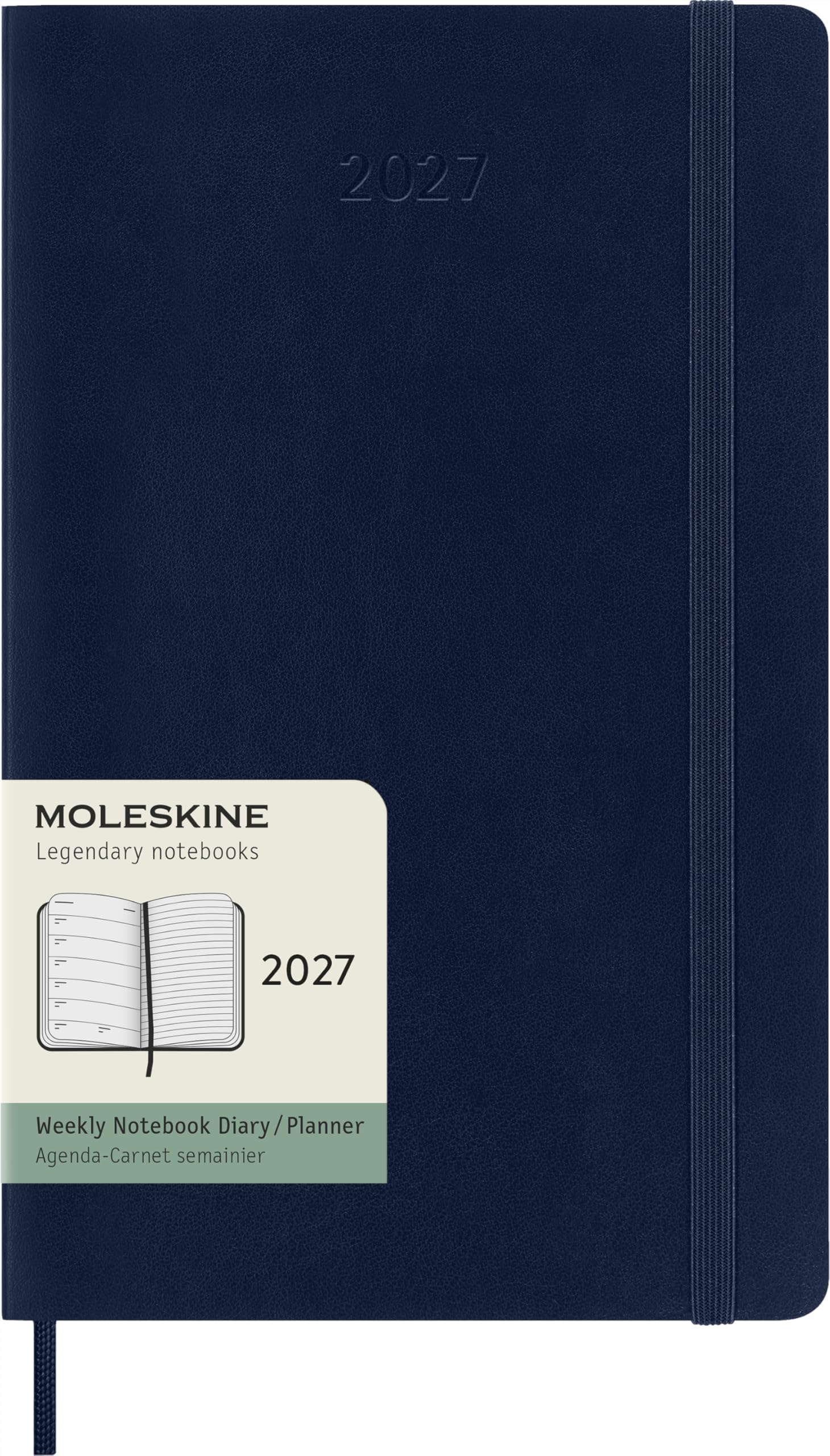 Moleskine Weekly Planner 2027, Soft Cover 12 Month Diary with Space for Notes and Elastic Closure, Large 13 X 21 Cm, Sapphire Blue