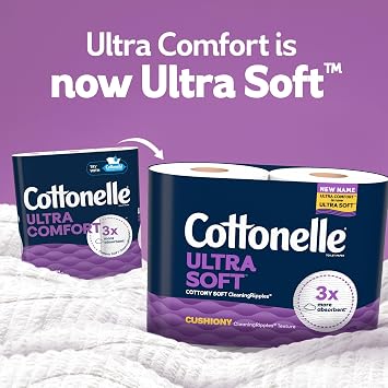 Cottonelle Ultra Soft Toilet Paper with Cushiony CleaningRipples Texture, 32 Family Mega Rolls 144 Regular Rolls (8 Packs of 4)