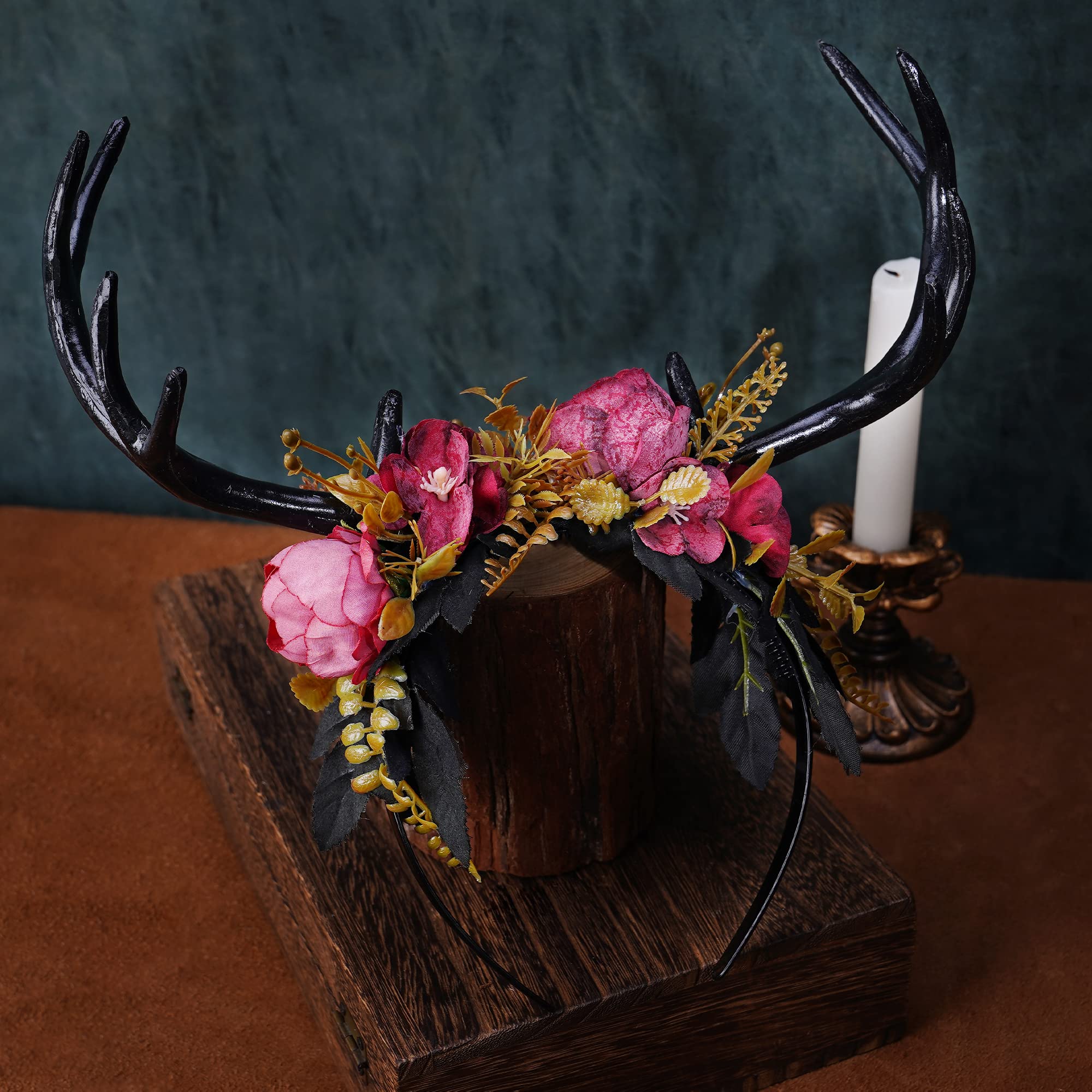 Amazon.com : MOSTORY Handmade Dark Antler Flower Headband  display picture 3