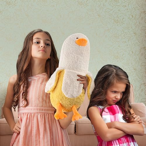 Miniatura 4 de QYA Peluche de pato de plátano de 19.7 pulgadas, lindo animal de peluche, almohada de felpa de pato Kawaii para niñas y niños