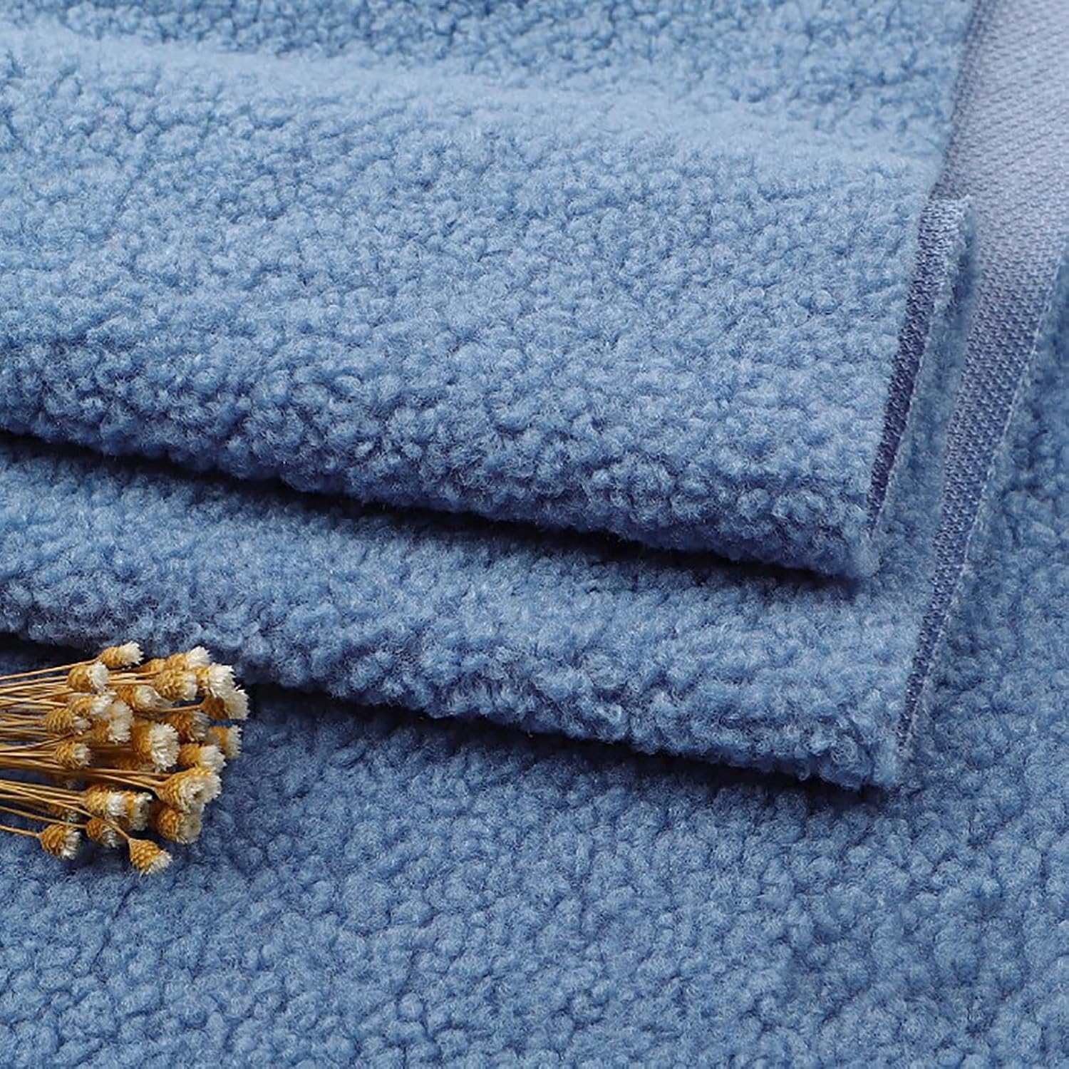 Shaggy Faux Fleece Fur Fabric 50 * 160cm Soft Sherpa Fleece Faux Fur Fabric Lambskin Thermal Lined Material(4 Blue)