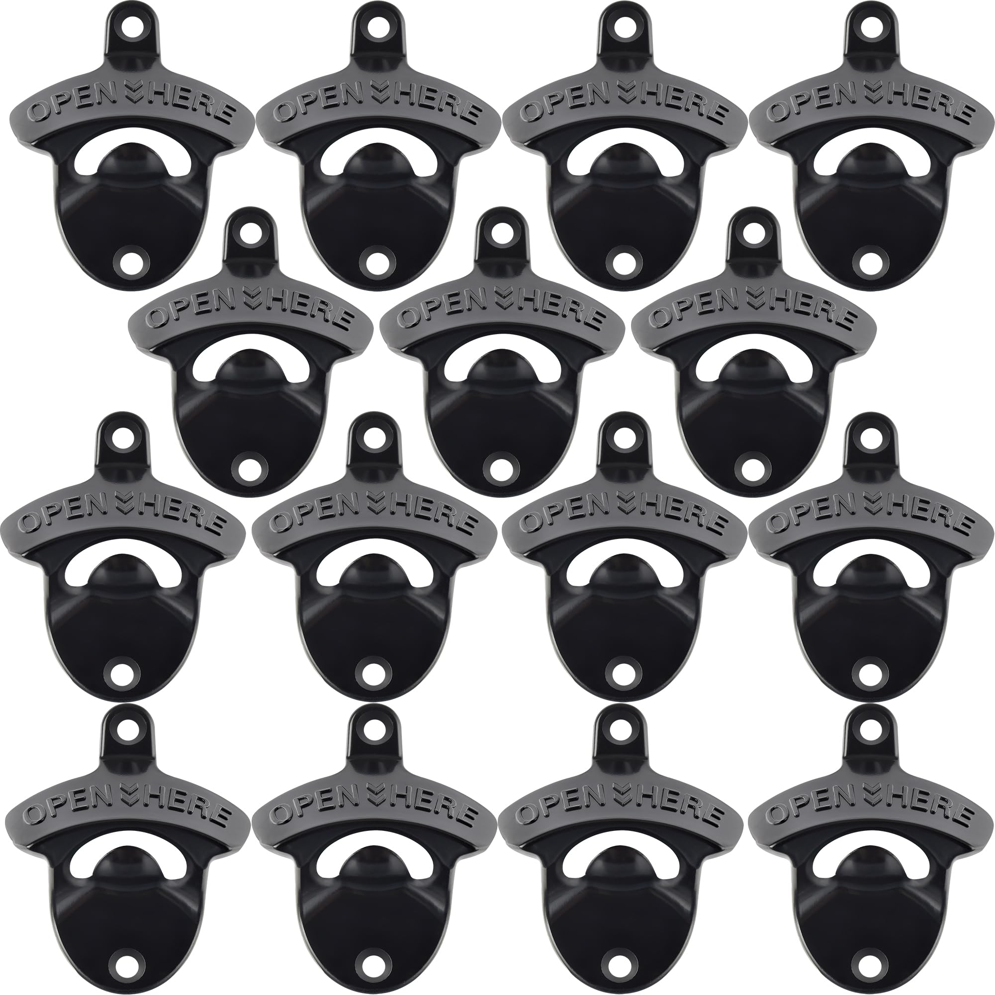 Juego de 15 abrebotellas de acero inoxidable para pared, diseño de acero inoxidable