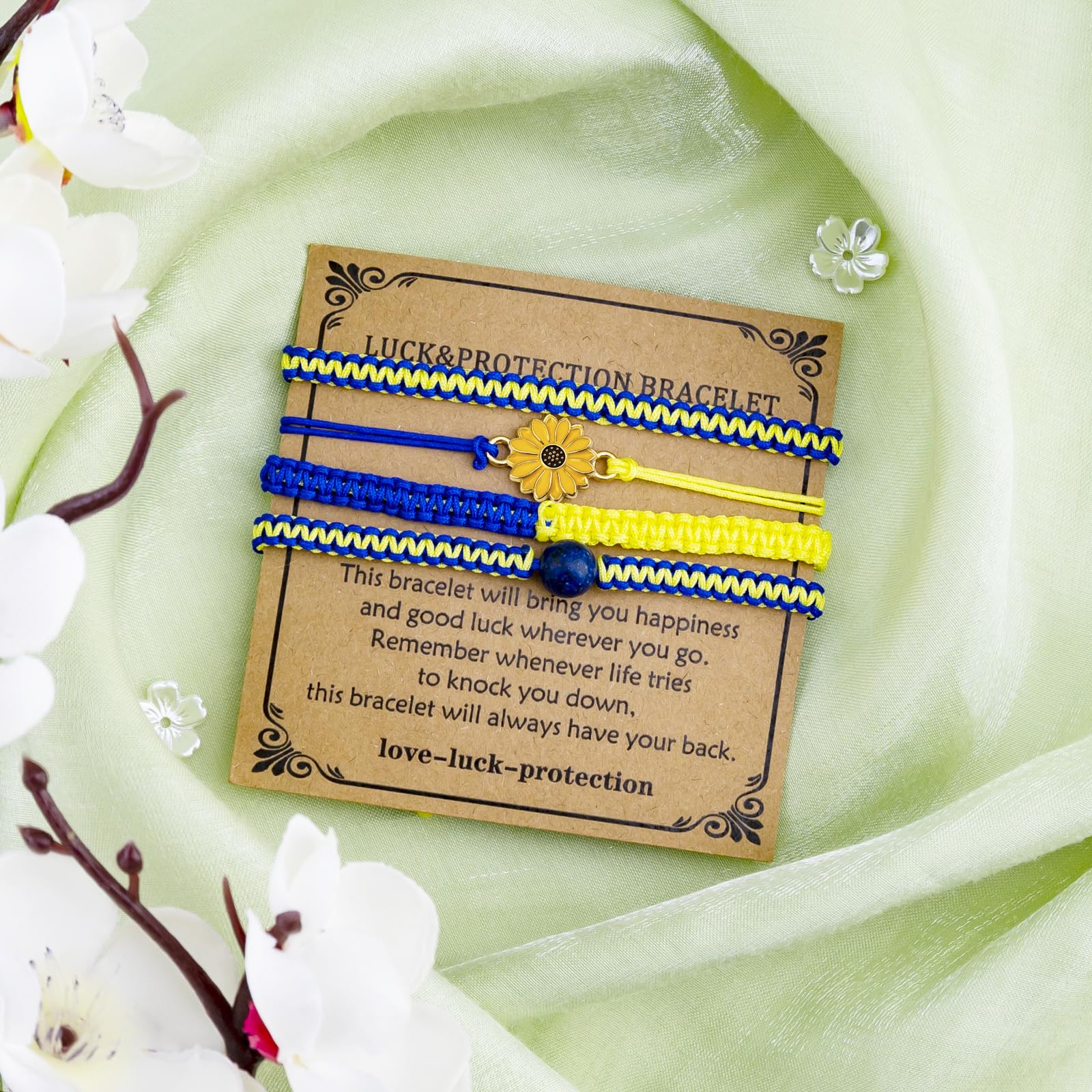 4 PCS Ukraine Keychain Bracelet Ukrainian Keychain Gifts Blue and Yellow Keychains Handmade Bracelets Ukraine Gifts Bracelet for Friend Women