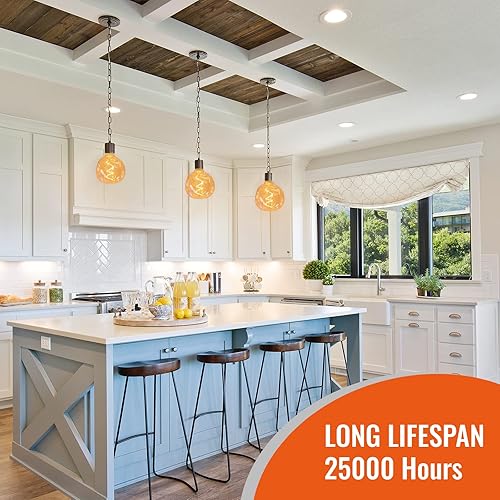 Miniatura 6 de OMED S125 - Bombilla LED Edison grande de 5 W, 400 lúmenes, 2200 K, color amarillo cálido, bombilla Edison grande, de vidrio ámbar, bombilla