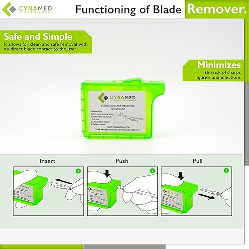 Miniatura 3 de Cynamed Removedor de cuchilla de bisturí, contenedor desechable de mano para objetos punzantes (10)