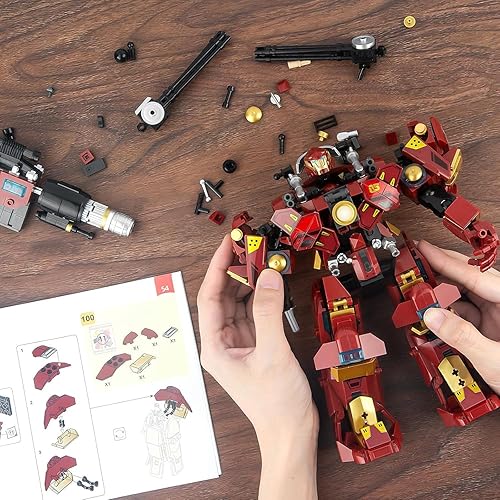 Miniatura 7 de HIGH GODO Mech Robot - Juego de bloques de construcción transformables para adultos, juego de construcción de modelo de héroe de la justicia de la