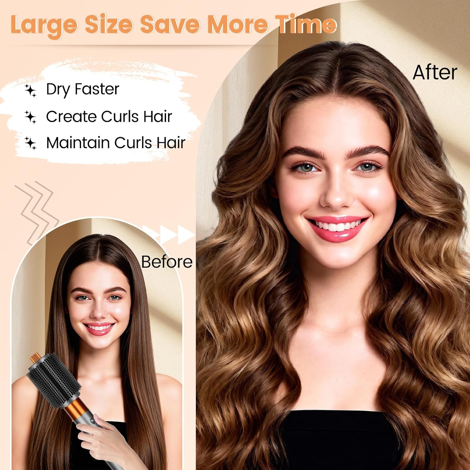 Upgraded Large Round Volumizing Brush Attachment for Dyson Airwrap HS01/05/08, Round Brush for Dyson Air wrap Accessories for Straighten Fast Dry Big Curls Add Volume - Image 5