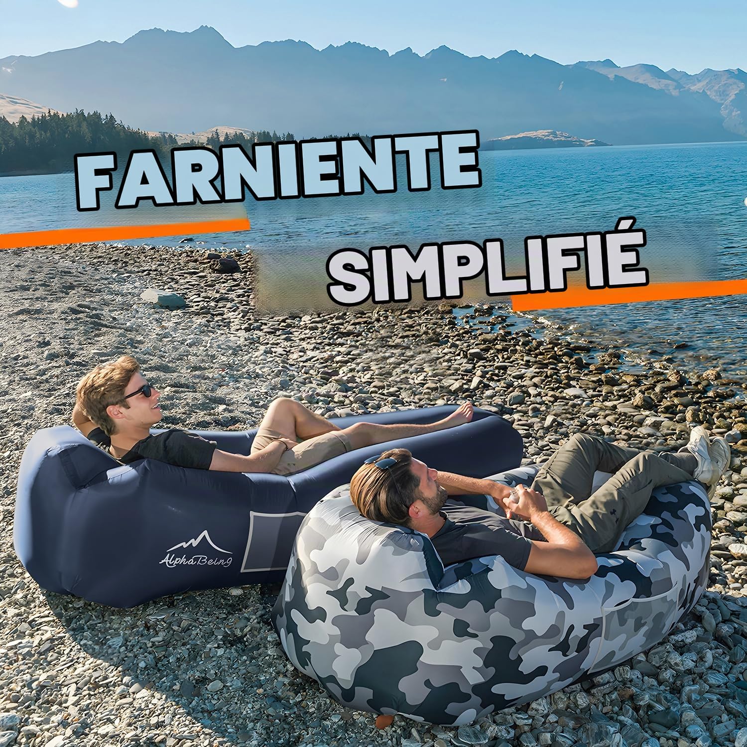 AlphaBeing Chaise Longue Gonflable, Accessoires de Chaise de Plage, canapé Gonflable pour Camping, arrière-Cour, Bord de lac avec Sacs de Compression, pour Les Adultes