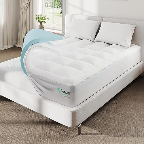 Miniatura 2 de Cubrecolchón Queen de espuma viscoelástica de 4 pulgadas con edredón refrescante, doble capa de espuma viscoelástica de gel de 2 pulgadas y colchón