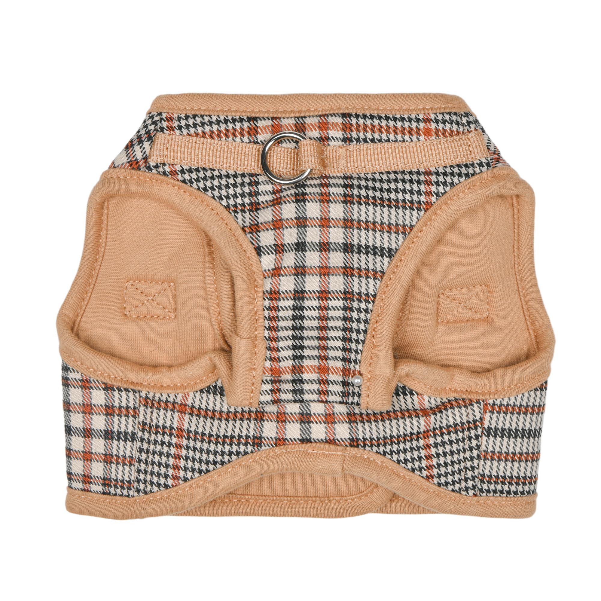 Puppia Lucas - Arnés de chaleco B (escalón), arnés de primavera y verano con patrón a cuadros para perros pequeños y medianos, beige, talla S