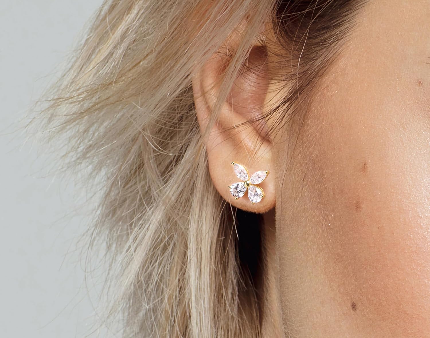 Princess Collection - "Sparkling Romance" - 11.7 mm (3.65 Carat/Pair) Cubic Zirconia 22K Gold-Plated Stud Earrings For Sensitive Ears