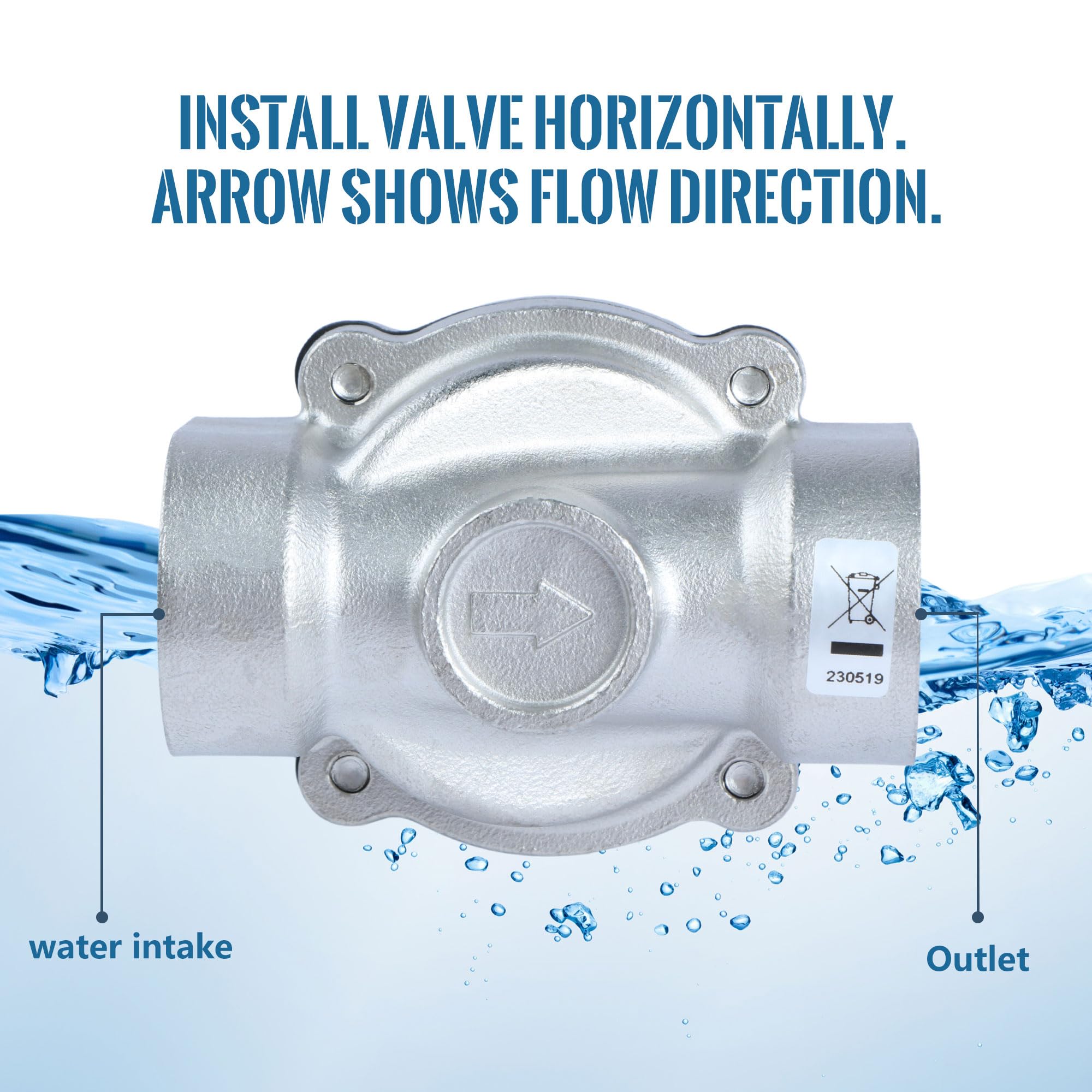 U.S. Solid Elettrovalvola in acciaio inox G 3/4" 24V AC – 10 bar, normalmente chiusa, guarnizione VITON, per acqua, aria, diesel, cherosene, benzina