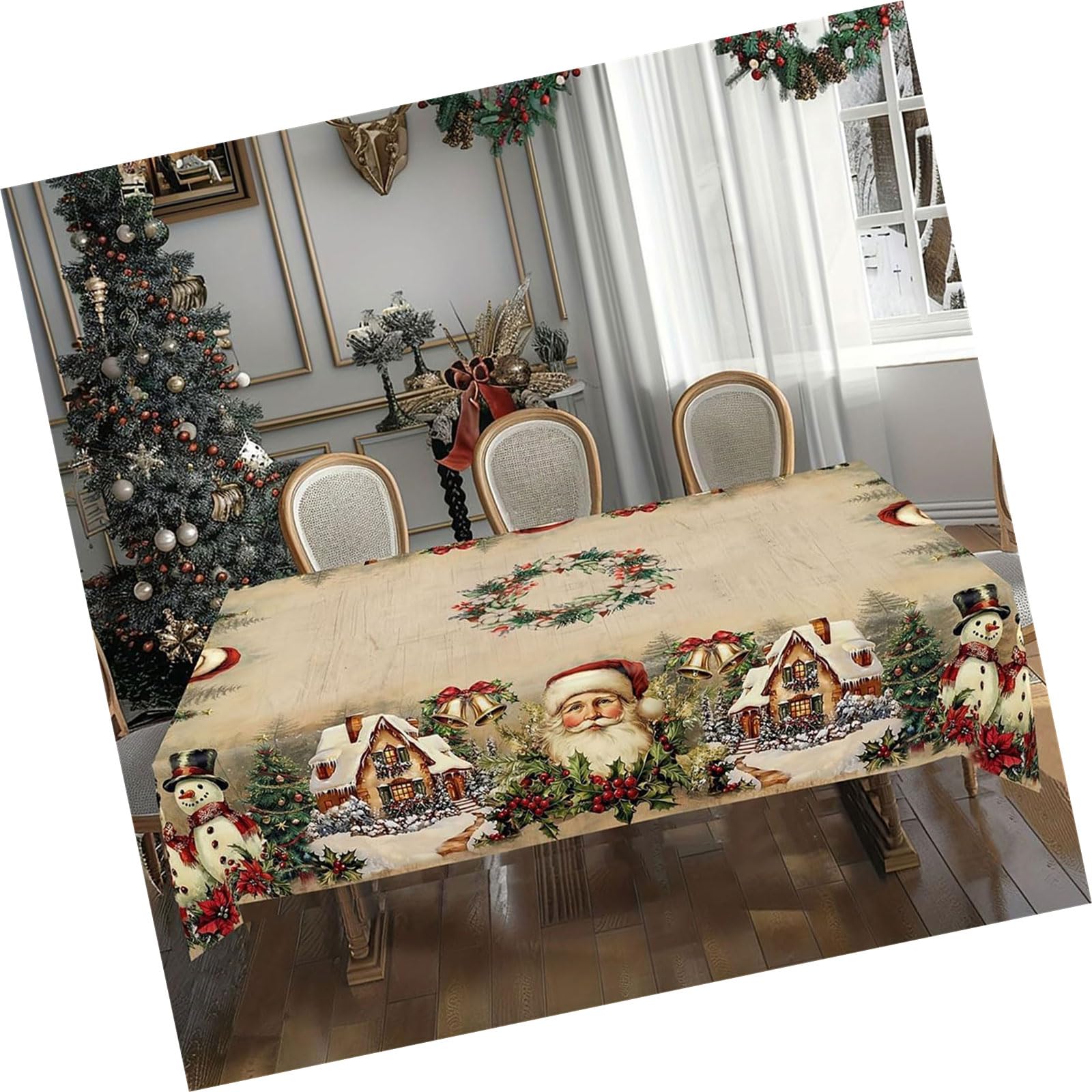 Nappe de Noël facile à nettoyer et infroissable, protection efficace en polyester