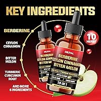 Vista 3 de 10in1 Liquid Drops Berberine with Ceylon Cinnamon Bitter Melon Turmeric Ginger Gymnema Sylvestre and More - 2 Fl Oz