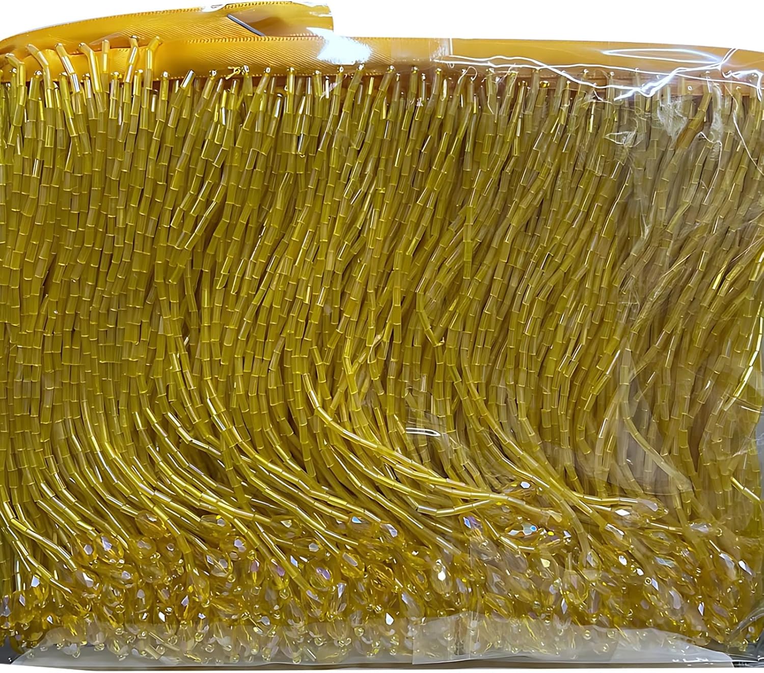 Generic Gold, Shiny Sequins, 5.9 In/15 Cm Beaded Fringe Trim, Crystal Bead Tassel for Dresses, Gowns, and Crafting Sewing, Perfect for Fashion Accessories, Embellishing DIY Projects