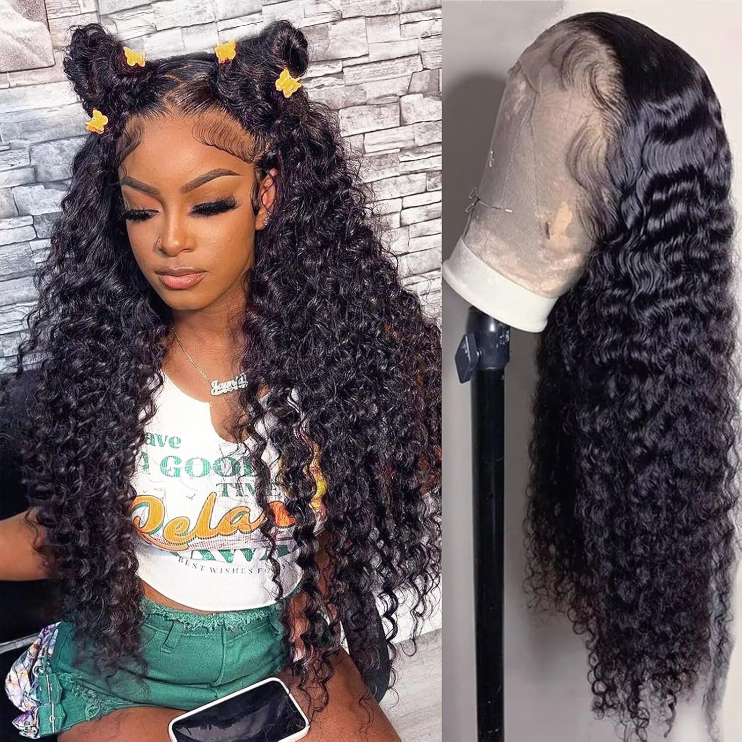 NEW #2 Deep Wave Lace Front Wig 14” Amazon.com : xinshow 14 Inch Deep Wave Lace Front Wigs - Pre  main image 2