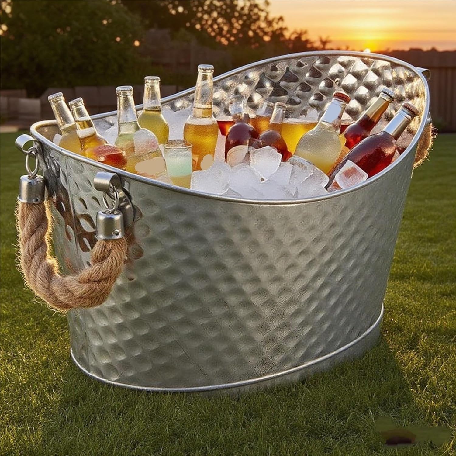 ハンドル付きステンレス製アイスバケツ 飲料用タブ シャンパンバケツ パーティー用