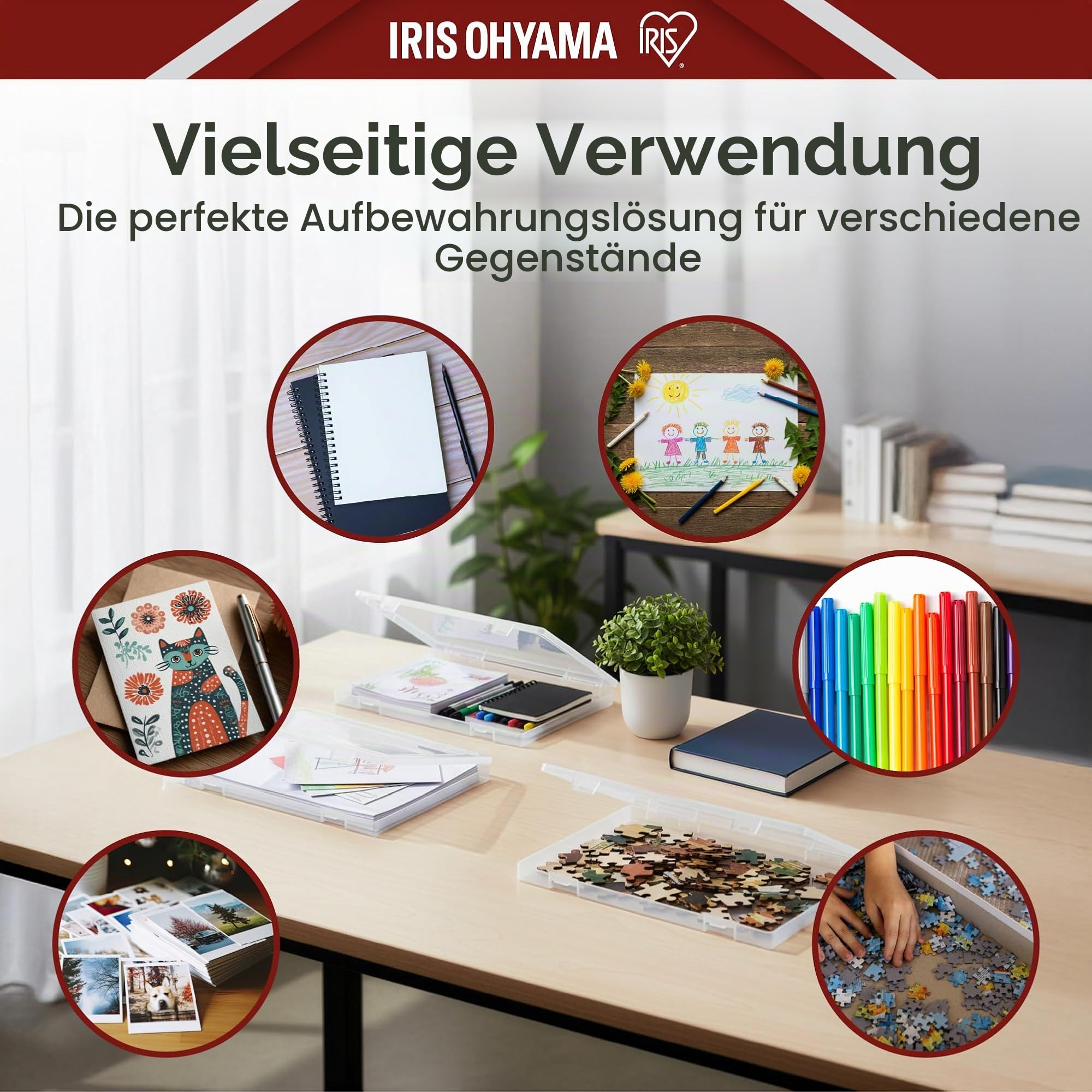 Iris Ohyama, Dokumentenbox, Ablagefächer, 10er-Set, Mix, Fassungsvermögen jeweils 150 Blatt A4, Stapelbar mit Sicherem Verschluss, BPA-frei, Büro Organizer, Dokumentenablage, PJC-A4