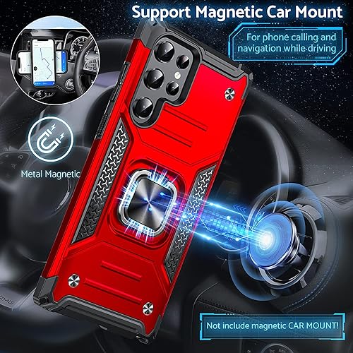 Miniatura 3 de Anqrp Funda para Galaxy S22 Ultra, funda protectora de grado militar con anillo de metal giratorio soporte magnético compatible con Samsung Galaxy