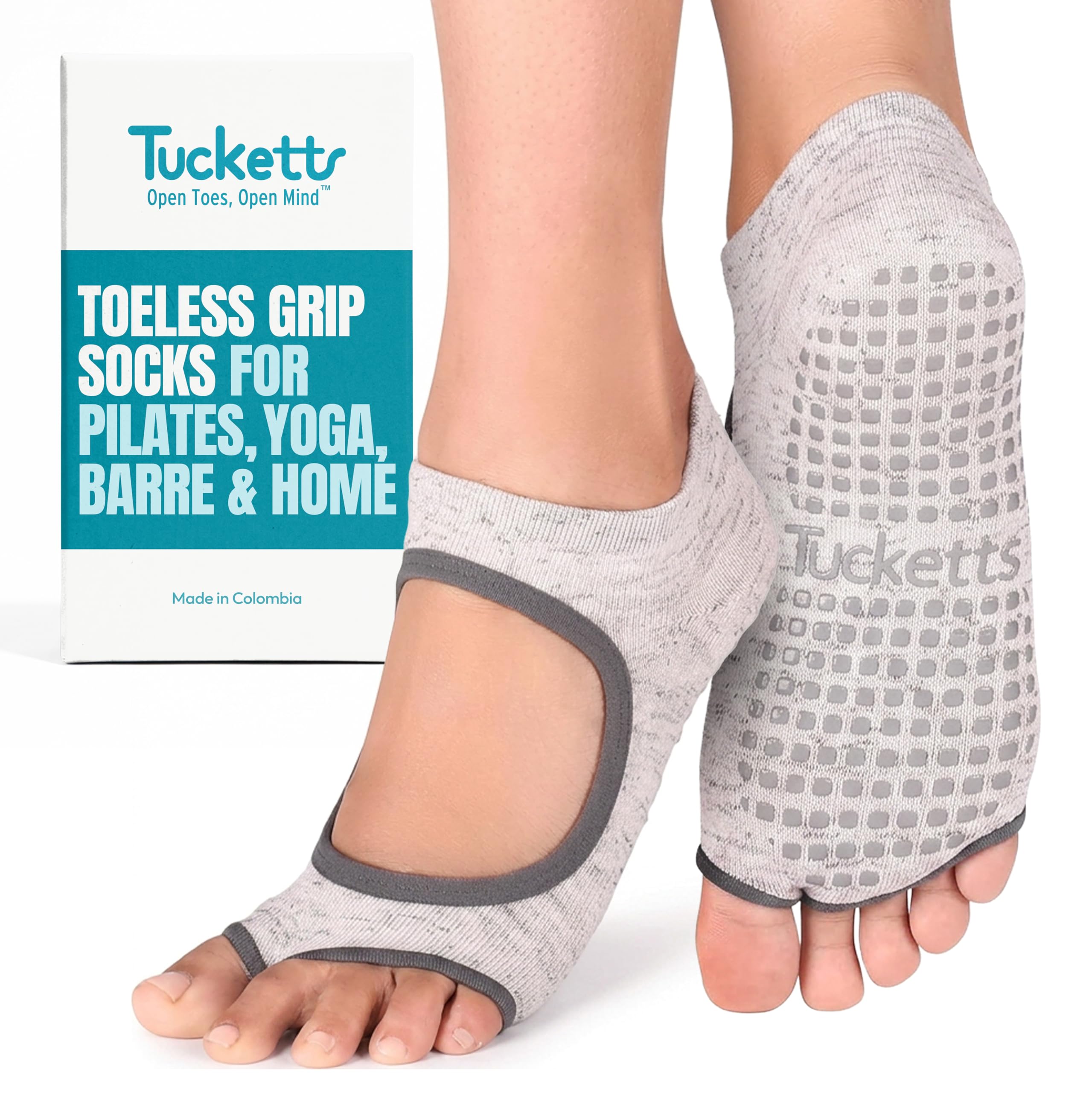 Tucketts Allegro Style Toeless Non-slip Grip Socks S/M EU 36-40 UK 3.5-6.5 Yoga