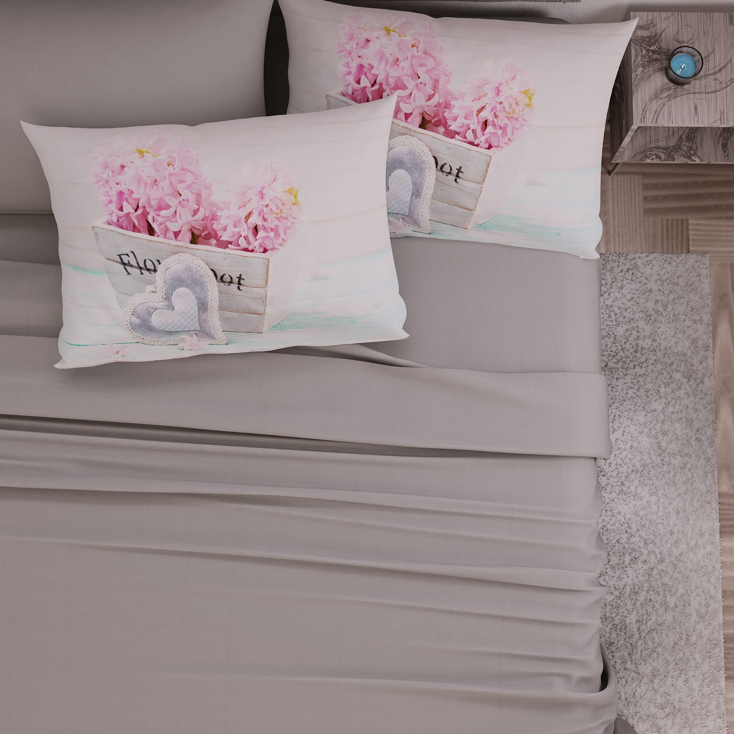 PETTI Artigiani Italiani, Complete Bed Set, Double Sheets, Basket Sheets with Flowers, Double Bed Set - Image 3