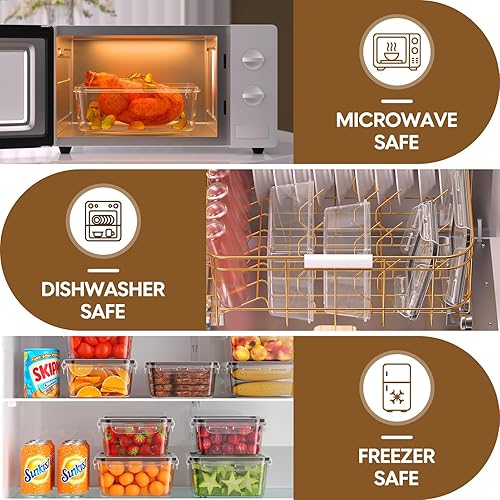 Miniatura 5 de 50 recipientes grandes de almacenamiento de alimentos con tapas herméticas (25 contenedores y 25 tapas), organización de cocina, preparación de