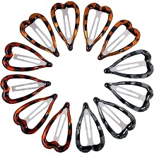 12 PCS Metal Snap Hair Clips Heart Shape Barrettes for Women Non Slip Accessories For Thick and Thin Fine Hair,Tortoiseshell,1.9 x 1.1 Inches.