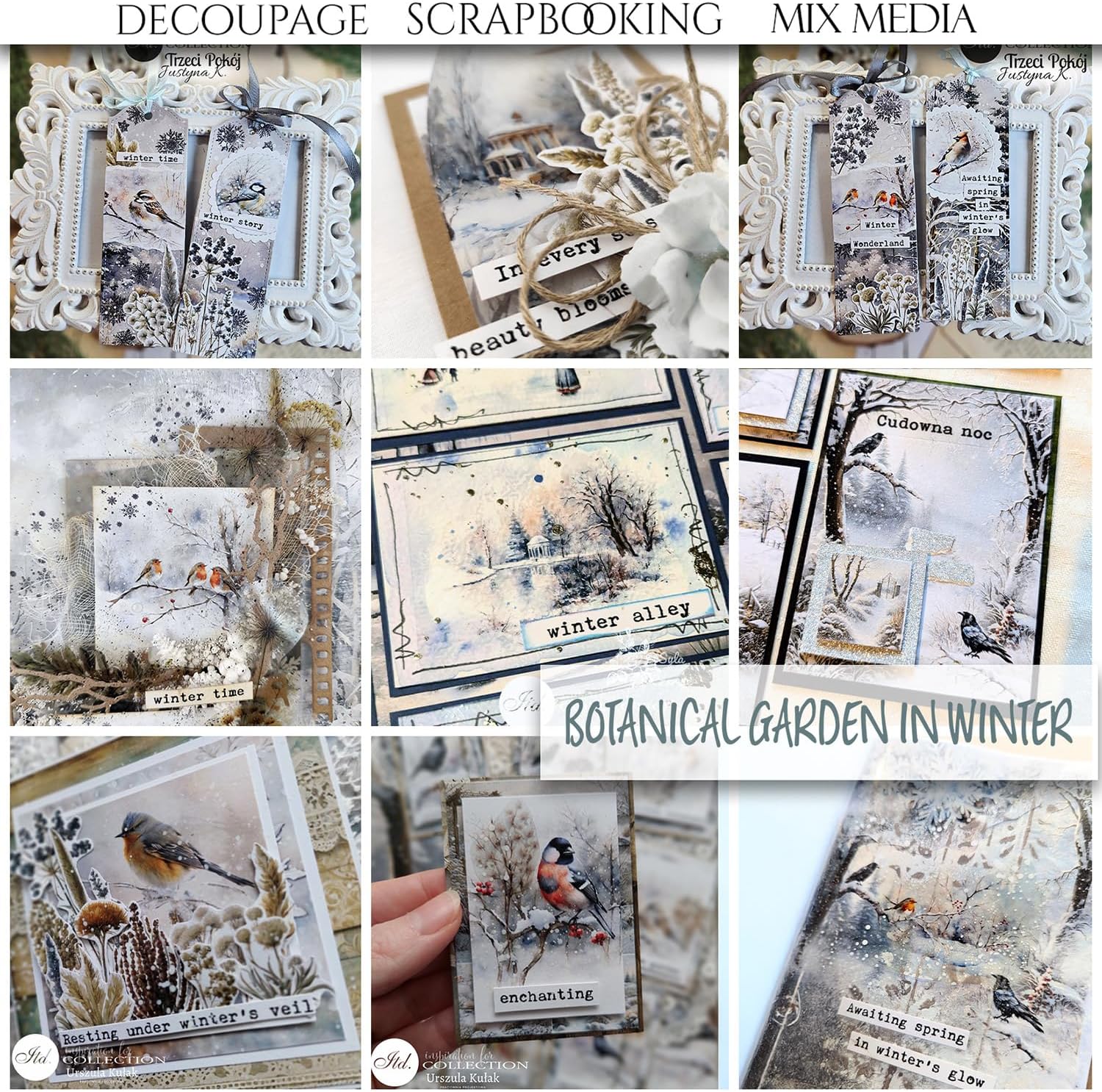 ITD Collection - Scrapbook Paper - Scrapbooking Set - Motif Paper for Crafts - Decorative Paper 12 x 12 inches - 310 x 310 mm - 10 Sheets + 1 - Botanical Garden in Winter - SLS-087
