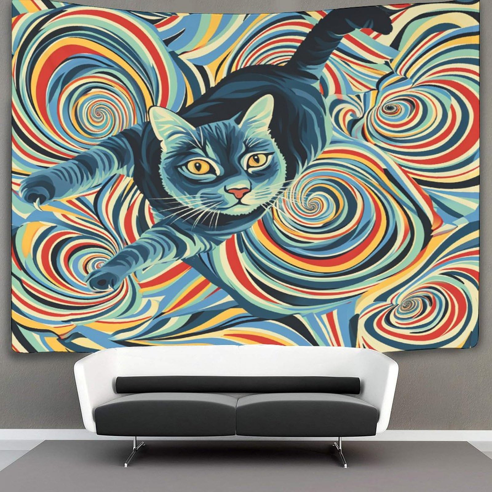 kaiyun Cute Cat Tapestry Cartoon Animals Wall Hanging Bedroom Home Decor 180cmx230cm