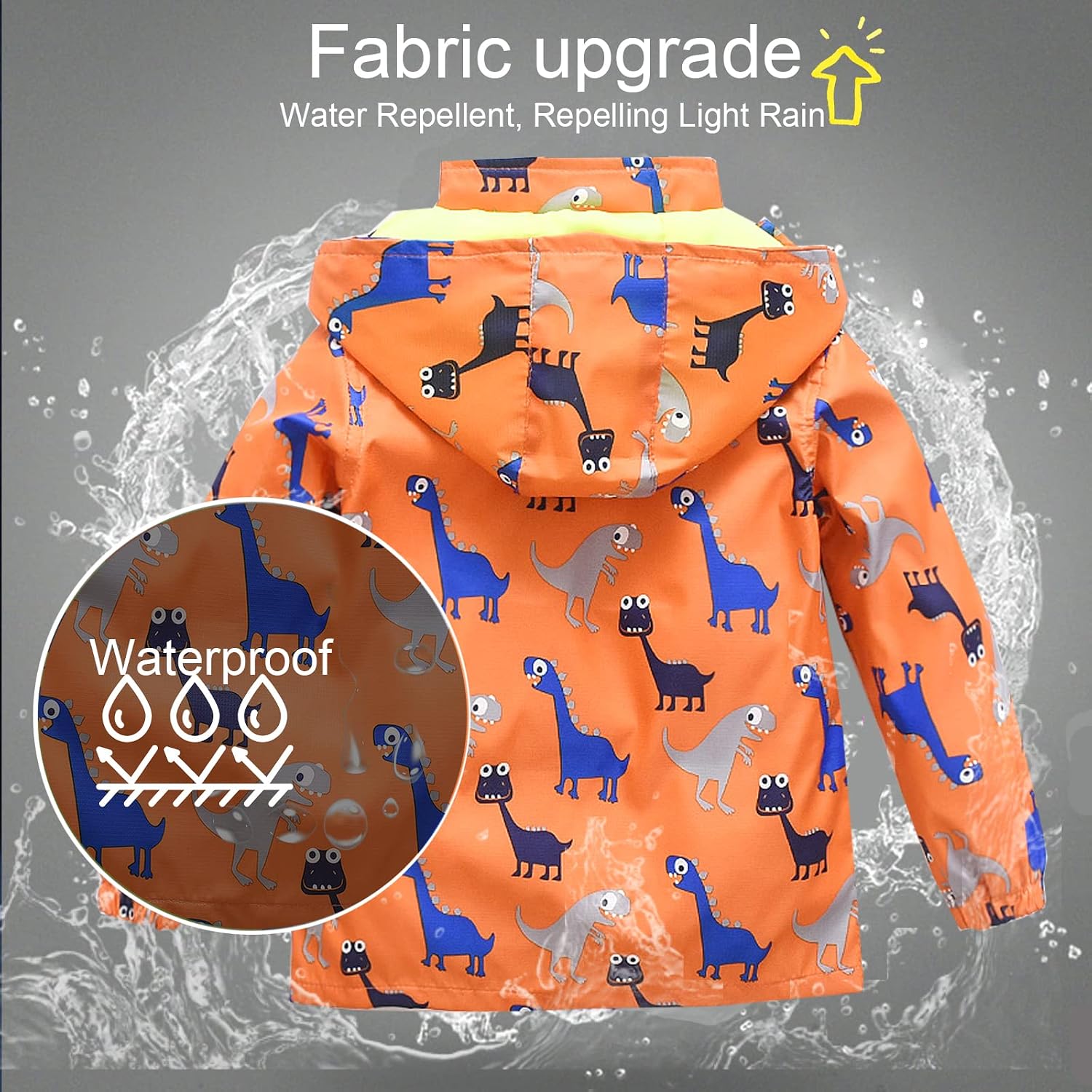 HZXVic Toddler Boys Raincoat Waterproof,Lightweight Kids Rain Poncho Jacket Windbreaker Outwear Coat image 4