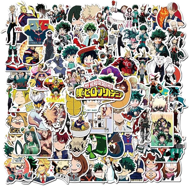 SHUYE My Hero Academia Sticker 100pcs Cool Anime Stickers for Computers Laptop Skateboard Stickers for Kids Teens Adults Laptop Skateboard Guitar Luggage Vinyl Decal Stickers Packs