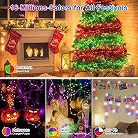 Vista 7 de LUXONIC Luces de hadas con control de aplicación inteligente, 2 luces LED RGB parpadeantes de 32.5 pies para dormitorio, tira de luces