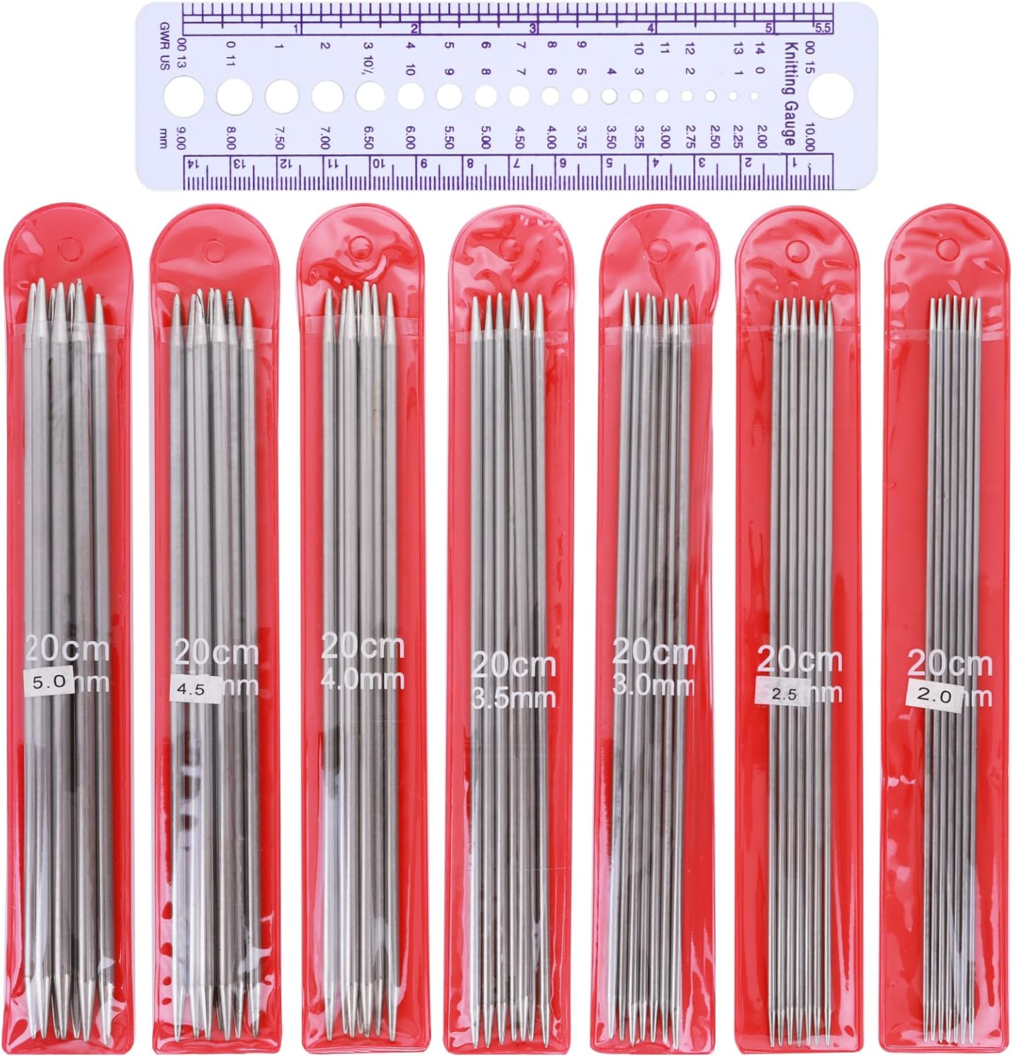 50Pcs Knitting Needles Set Double Pointed Knitting Needles Double Ended ...