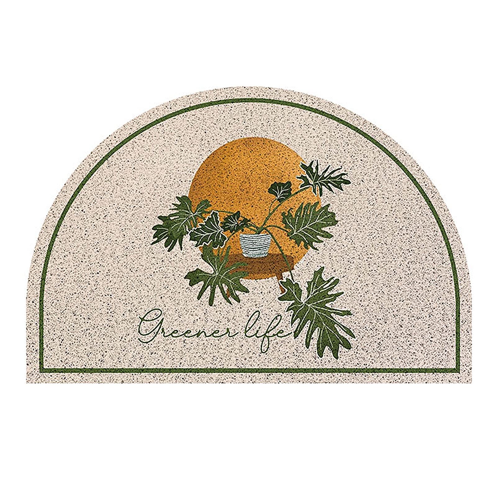 Tapis de porte antidérapant floral vert pour éviter les sols sales et glissants