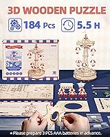 Vista 6 de ROKR Rompecabezas 3D de madera para adultos - Kits de caja de música de madera con LED - Kits de modelo de madera para construir - Rompecabezas 3D